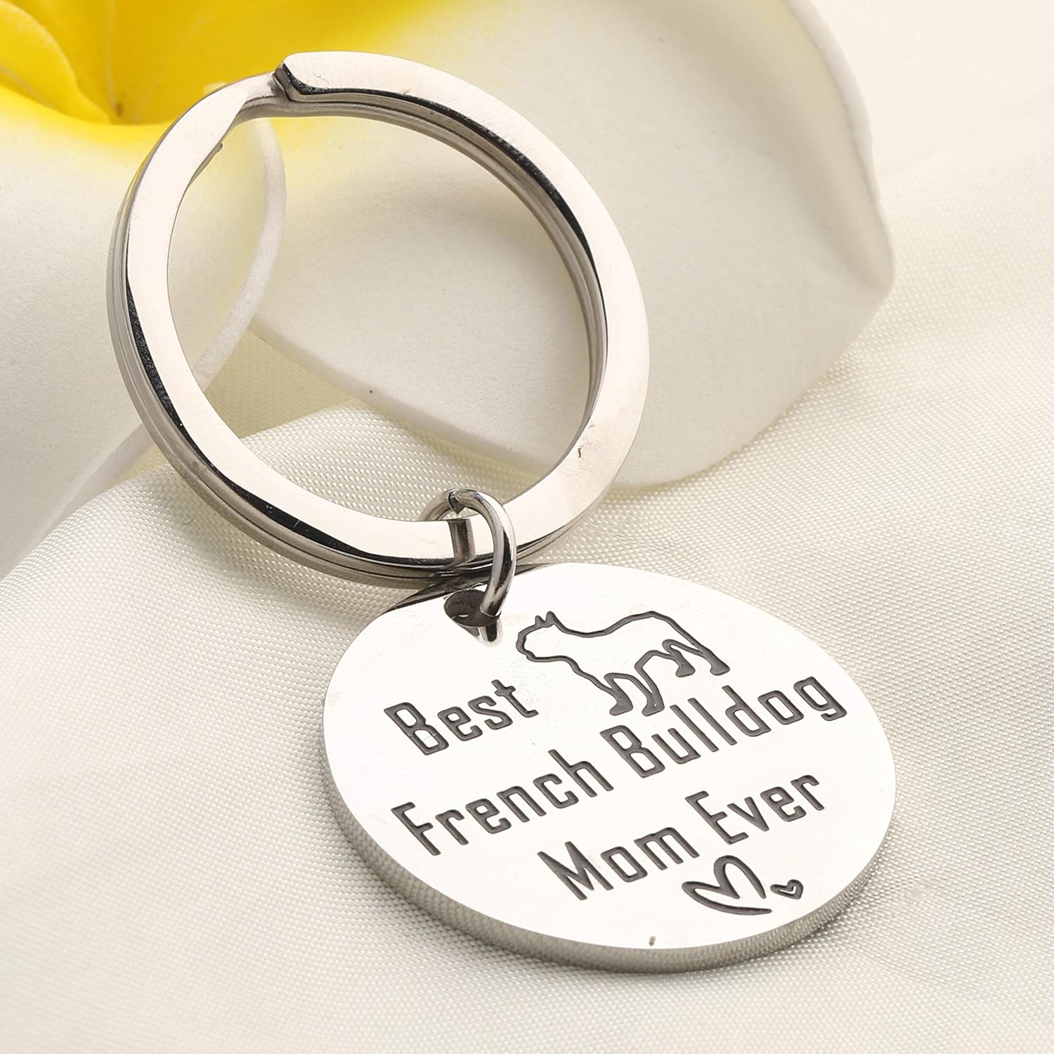 Miniatura 7 de BEKECH Regalos de Bulldog Francés Best French Bulldog Mom Ever Llavero Frenchie para los amantes de los perros