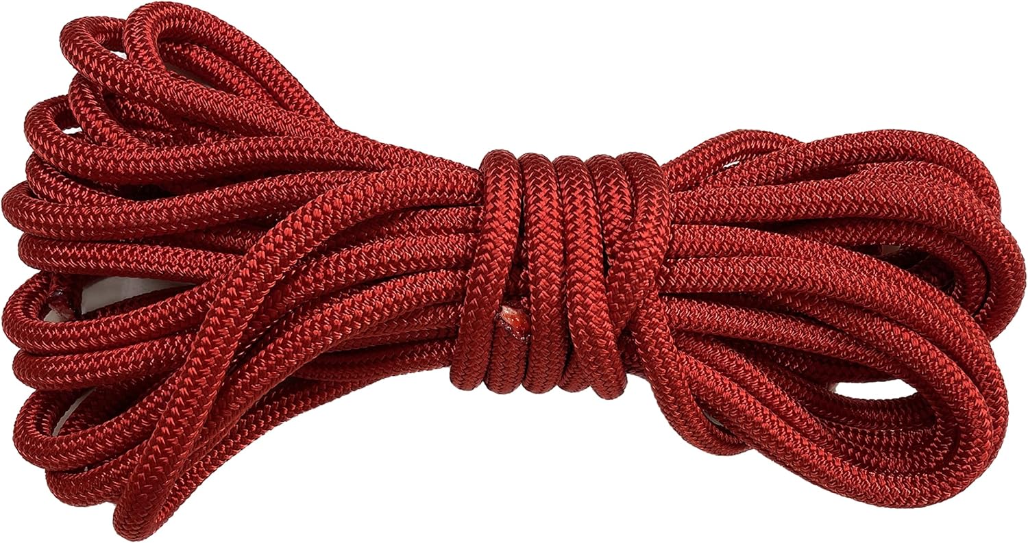 Yacht Braid Polyester Rope, Red 5/8 Inch (100 feet)