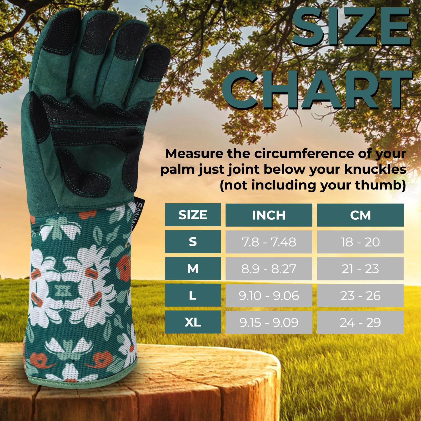 SAWANS Guantes de jardinería largos para mujeres y hombres, guantes de jardín resistentes a las espinas, seguridad, transpirables y cómodos, protección extra larga del antebrazo para la cintura (Verde
