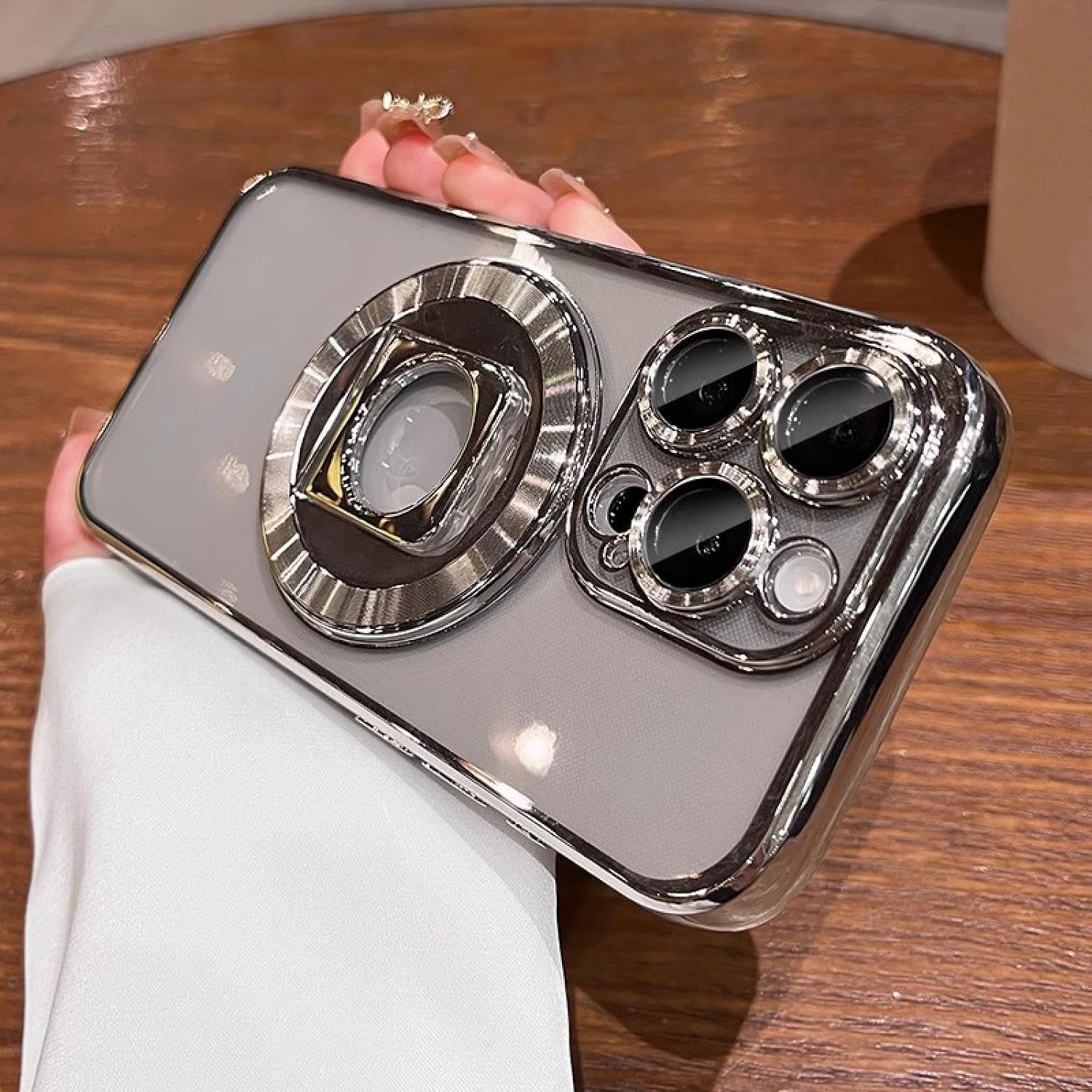Rotating Ring Holder Phone Case for iPhone 14 15 Plus 11 12 13 Pro Max Magnetic Slim Soft Cover(for iPhone 11/Silver)