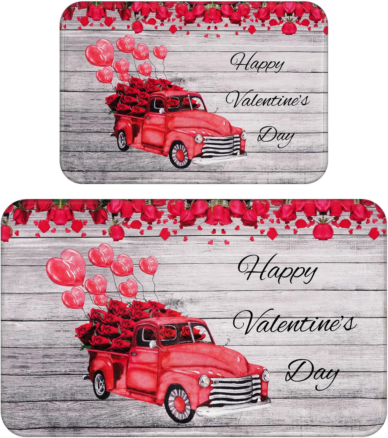 ASPMIZ 2 Pcs Valentine's Day Bathroom Rugs and Mats Set