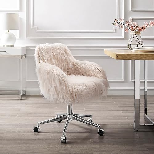 Miniatura 4 de Linon Fiona Silla de oficina con base cromada, metal, 23.5 pulgadas de ancho x 22 pulgadas de profundidad x 31-35 pulgadas de alto