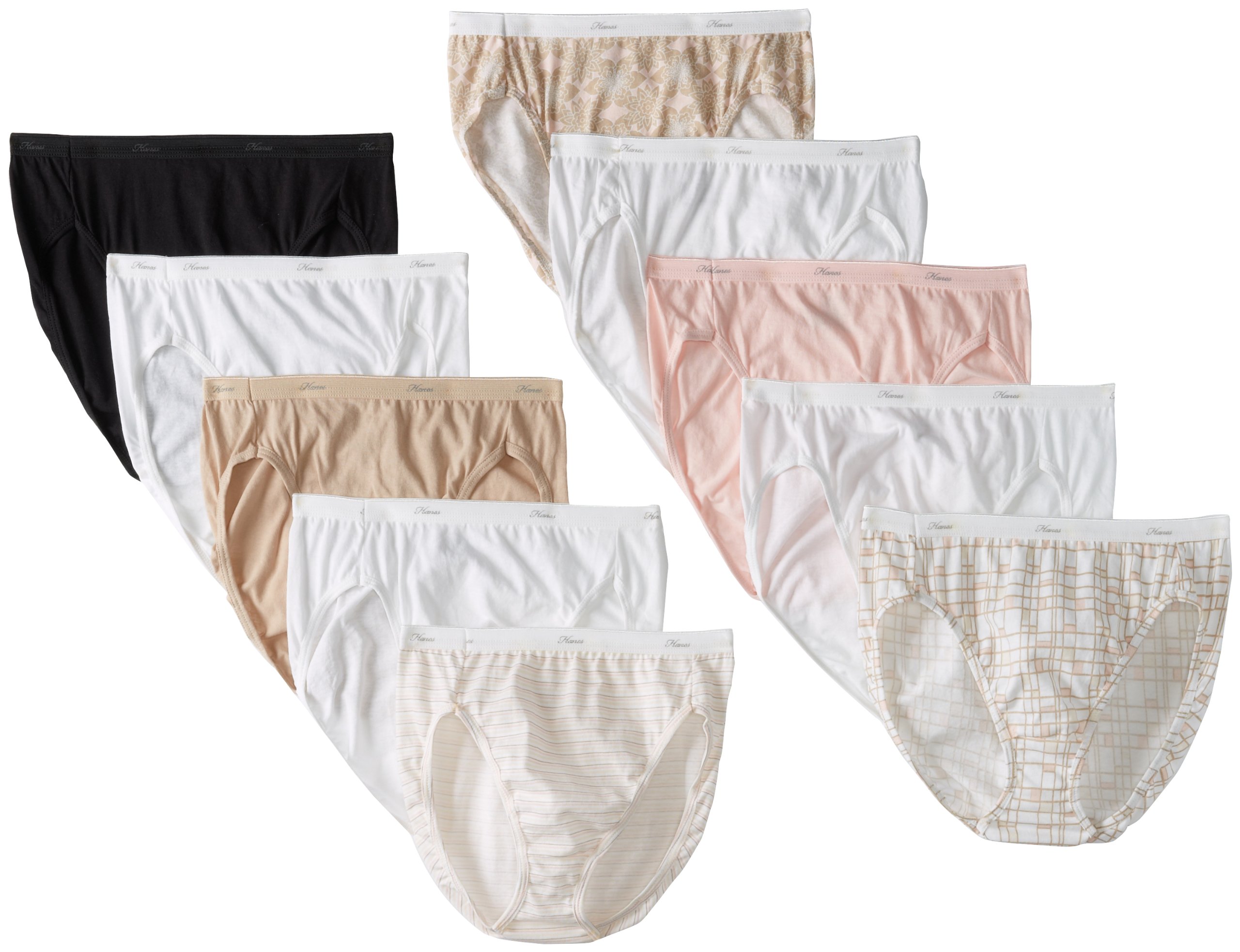 Hanes Women's 10 Pack Cotton Hi Cut Panty