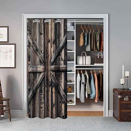 Miniatura 5 de Cortinas opacas de madera para puertas de granero, cortinas opacas de madera rústica para armario de dormitorio de niños, aislamiento térmico,
