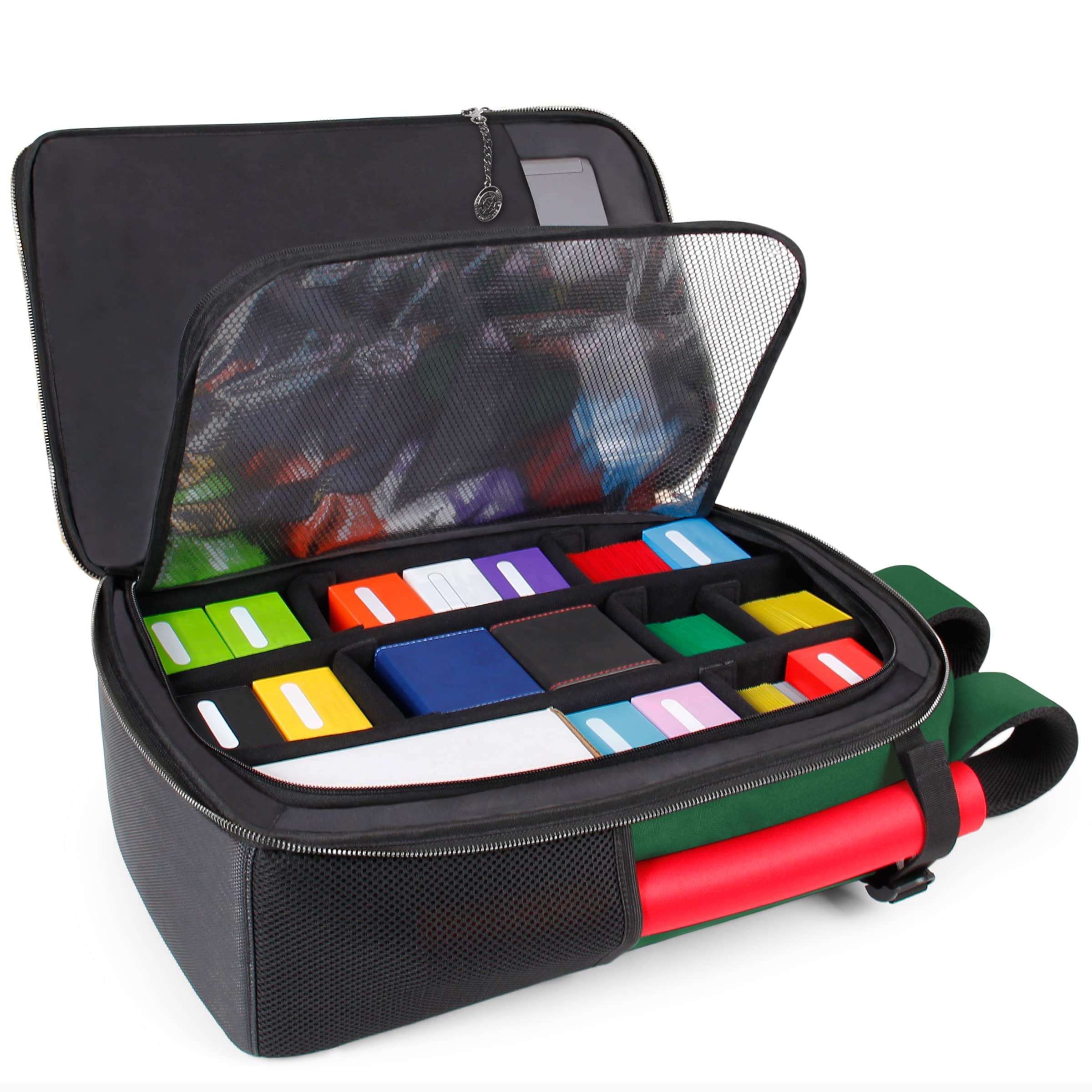 ENHANCE MTG Backpack - Collector's Edition TCG Backpack for Deck Boxes, Sleeved Cards, Playmats, MTG Accessories - Customizable Card Organization with Built-in Defender Screen (Dragon Green)