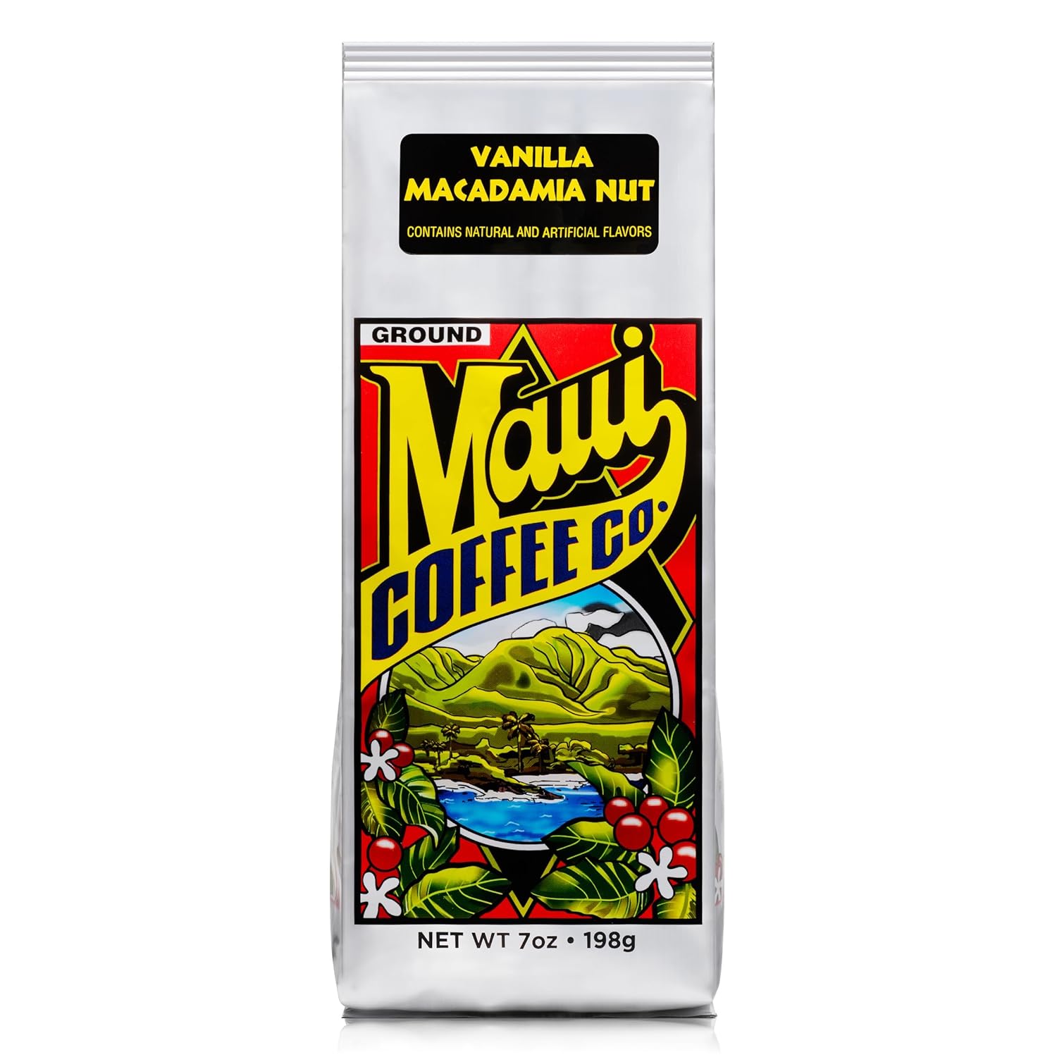 Maui Coffee Company, Vanilla Macadamia Nut coffee, 7 oz. - Ground (Pack of 2)