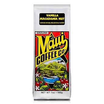 Maui Coffee Co. Vanilla Macadamia Nut Coffee Ground Medium Dark Roast 7oz