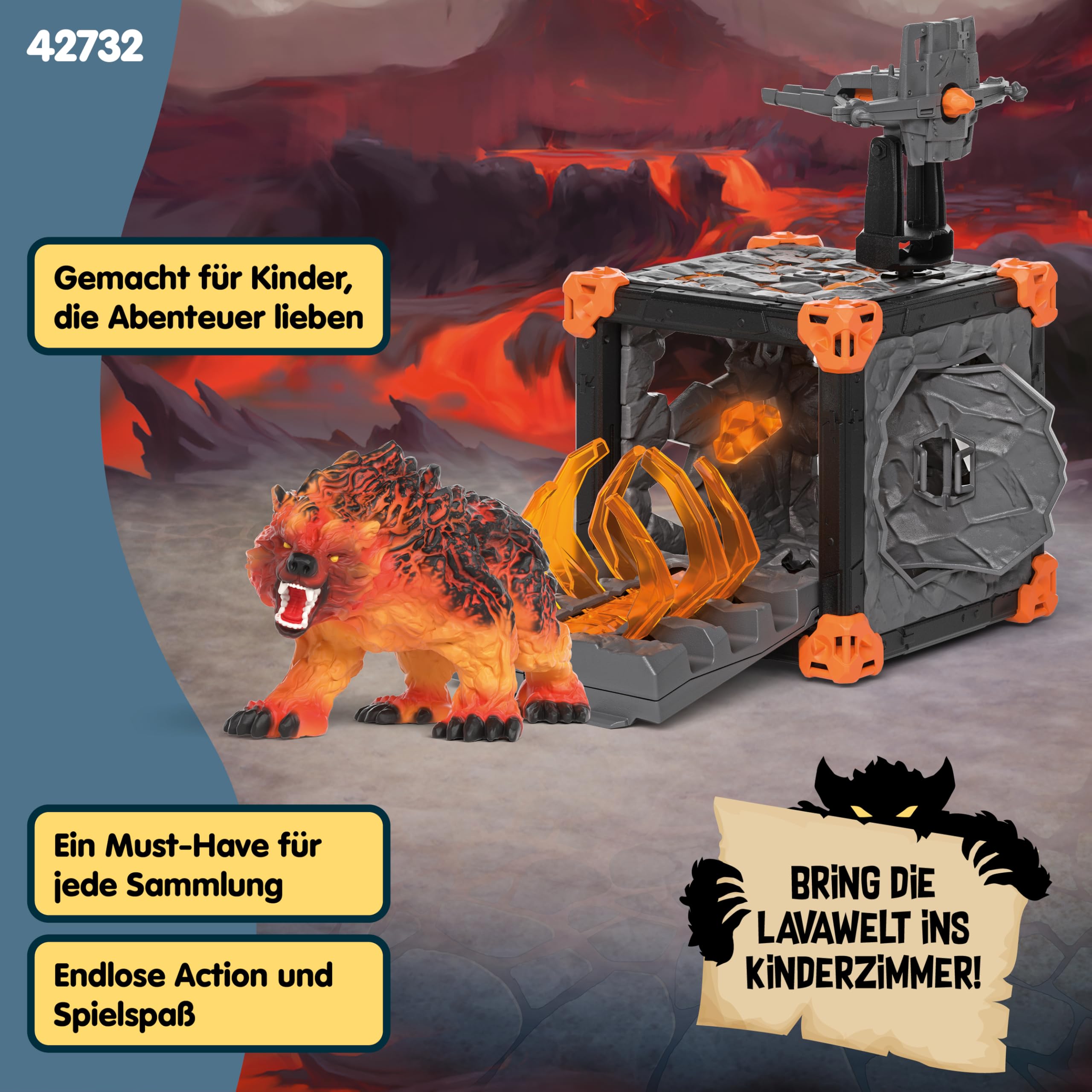 schleich ELDRADOR CREATURES | BattleCave Lavabär 42732 | Set aus ELDRADOR Battle Cave mit Monster & Kristall | mit Schussfunktion und Greifarmfalle | Caves zur Arena stapelbar | ab 6 Jahren | 31 Teile