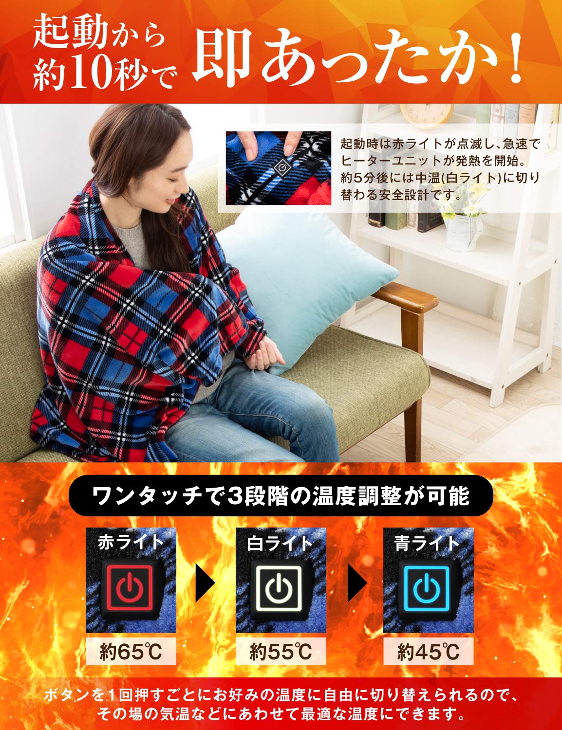 Amazon.co.jp : 【一瞬で暖かさを実感！】電気毛布 ひざ掛け USB