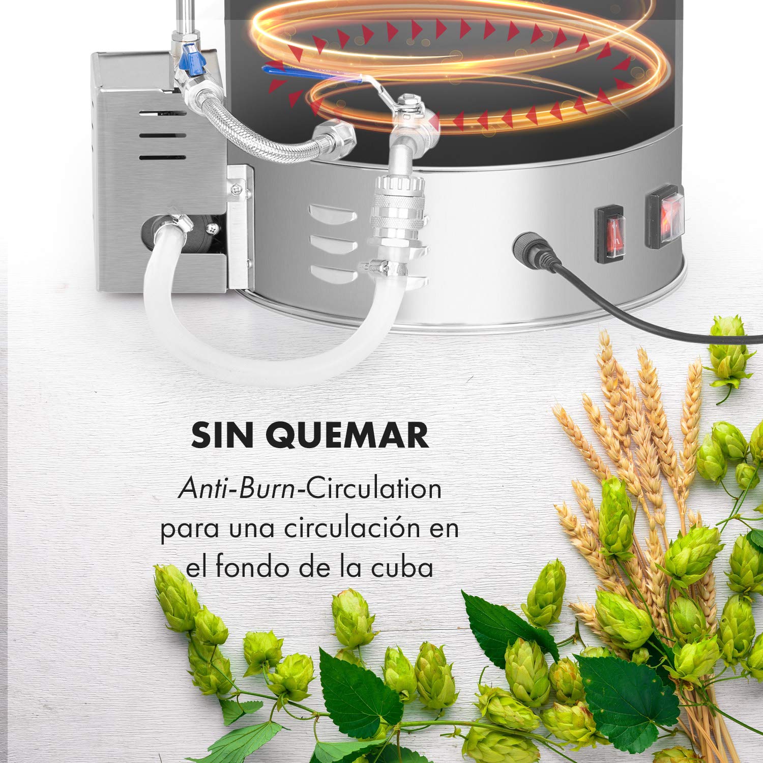 Klarstein Brauheld Pro - Fermentadores cerveza, Fabrica cerveza artesanal, Máquina cerveza artesanal, Temporizador 1-99 min, 30-100 °C, Acero inoxidable, Recipiente grano extraíble, 45 L, Plateado