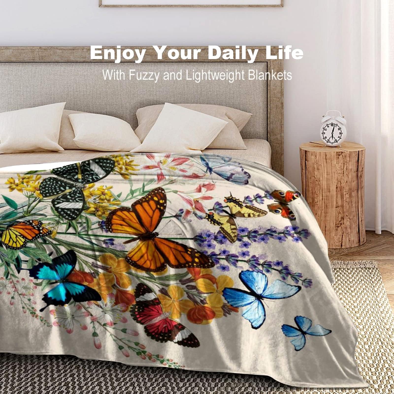 Coperta Regalo Donna Bambino Bisch Coperta Con Farfalla Bellissima Coperta Ultra Morbida Flanella Coperta Botanica Vintage Divano