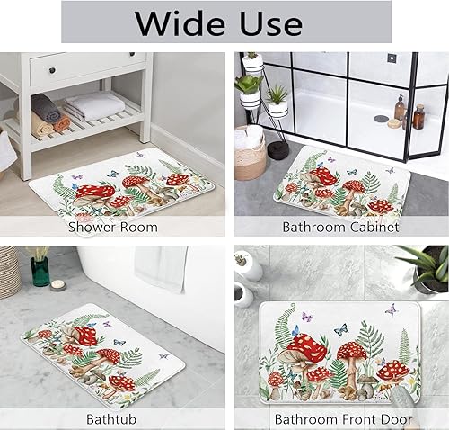 Miniatura 7 de Tapete de baño de cachemira de imitación de hongos, goma antideslizante, absorbente, suave, para bañera, ducha y fregadero (17 pulgadas de ancho x