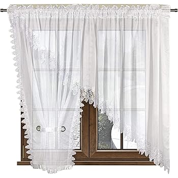 Amazon De Fk Lampen Schone Gardine Aus Voile Krauselband Schrage Rechts Weiss 150x400 Cm Lb 29dl