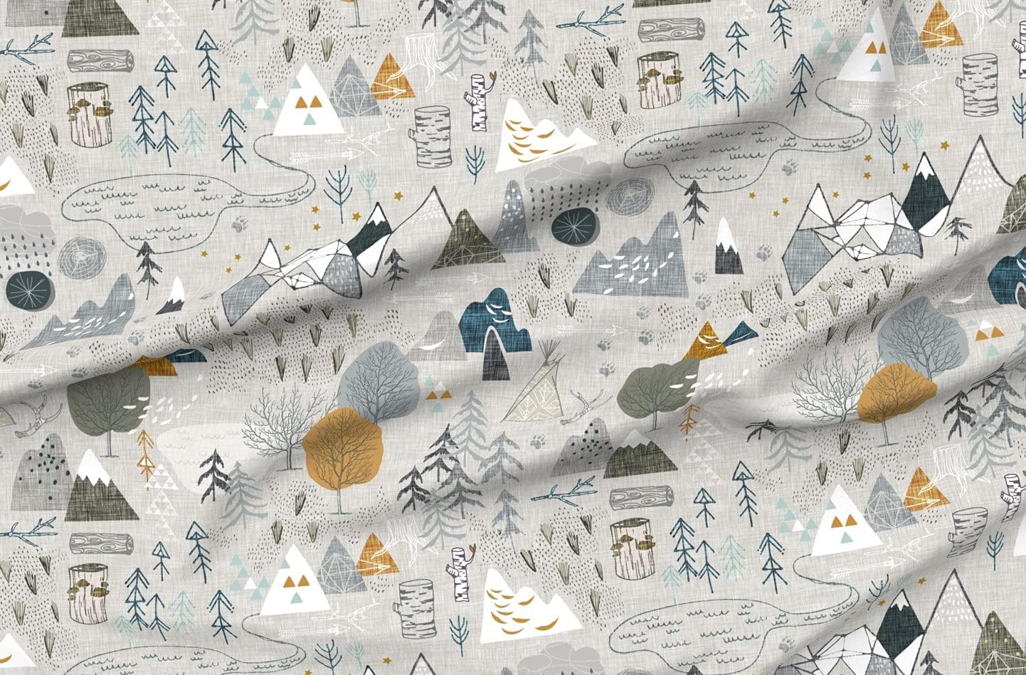 Spoonflower Fabric - Outdoor Adventure Woodland Forest Boys Mountain Range Awaits Printed on Minky Fabric by The Yard - Sewing Baby Blankets Quilt Backing Plush