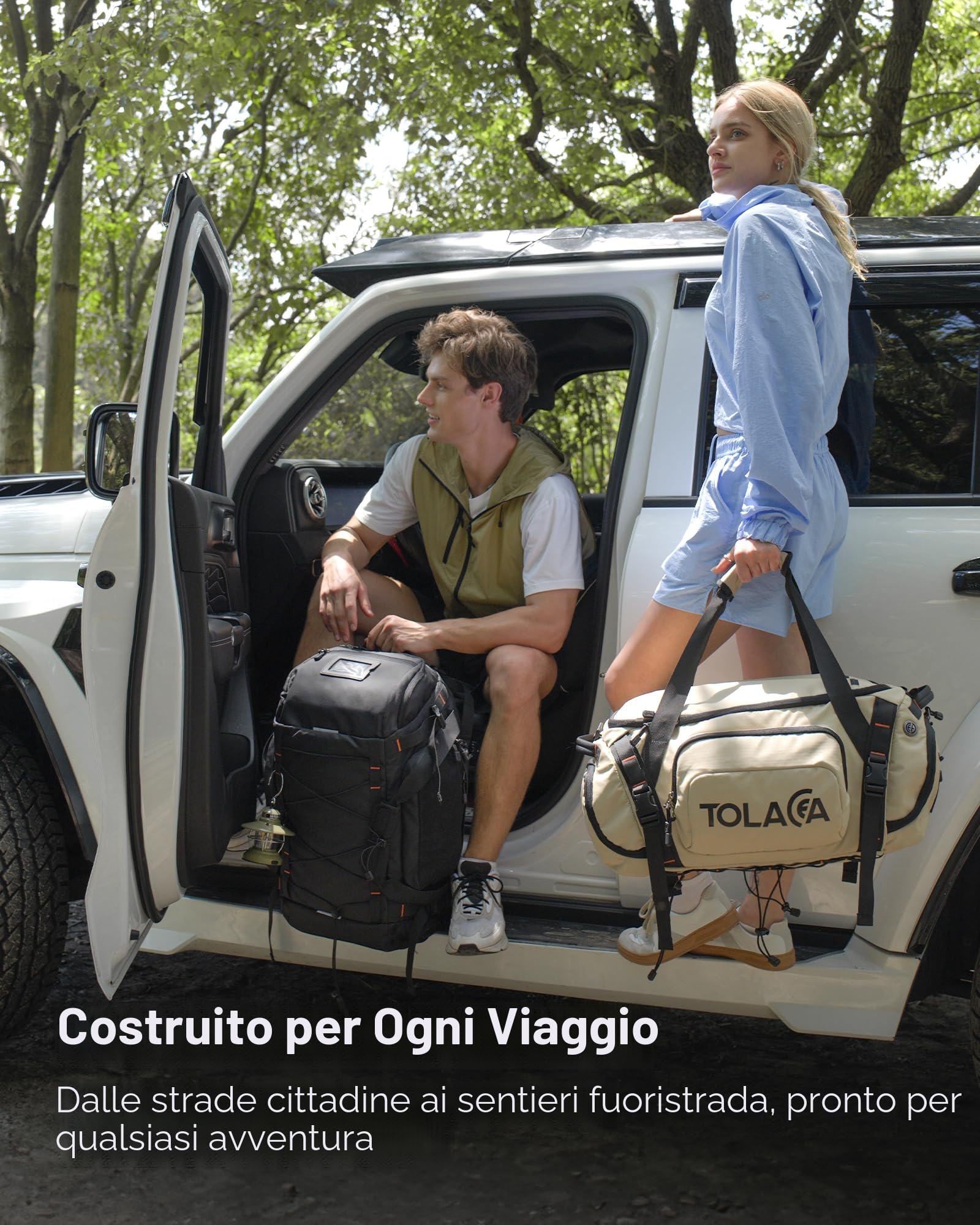 Tolaccea Borsone Palestra per Uomo e Donna 55L Grande – Zaino da Viaggio Convertibile con Scomparto Scarpe, Tasca Umida e Portatile 15,6" – Impermeabile per Sport e Viaggi (Nero)