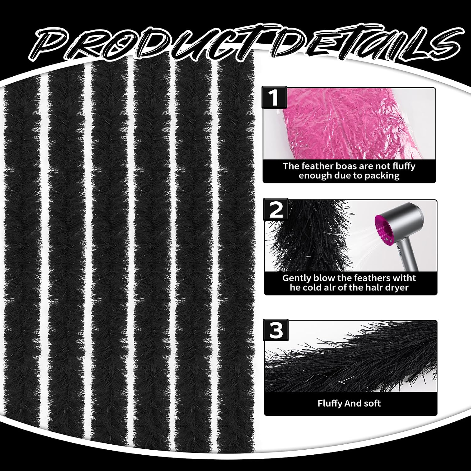 24pcs Feather Boas Bulk Artificial Fluffy Boas Costume Decor for Halloween Wedding Christmas Tea Party Supplies image 3