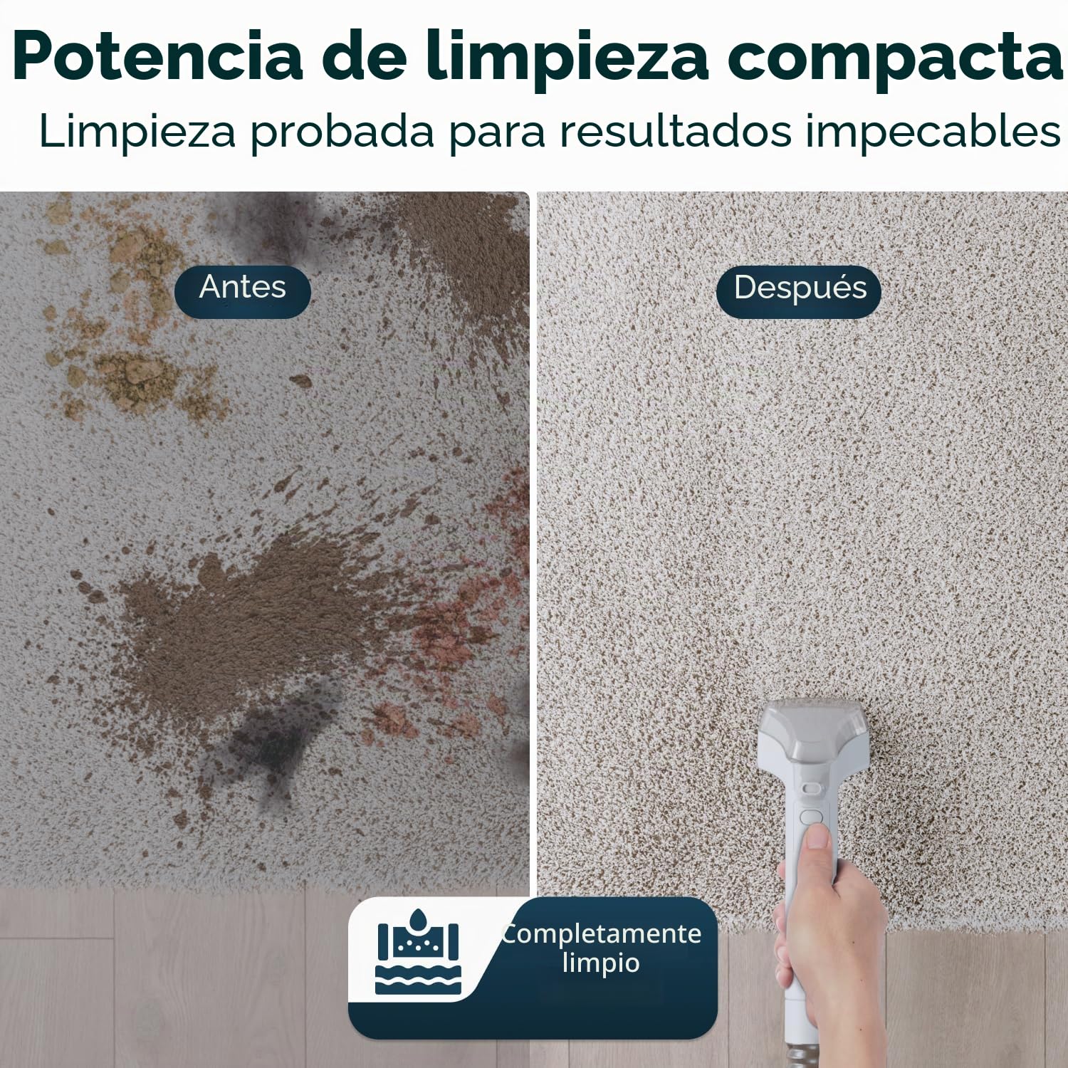 Media Evolution Limpiador de tapicería y aspiradora húmeda – Limpiador compacto de alfombras y textiles – Aspirador para alfombras, tapicería, asientos de coche y sofá