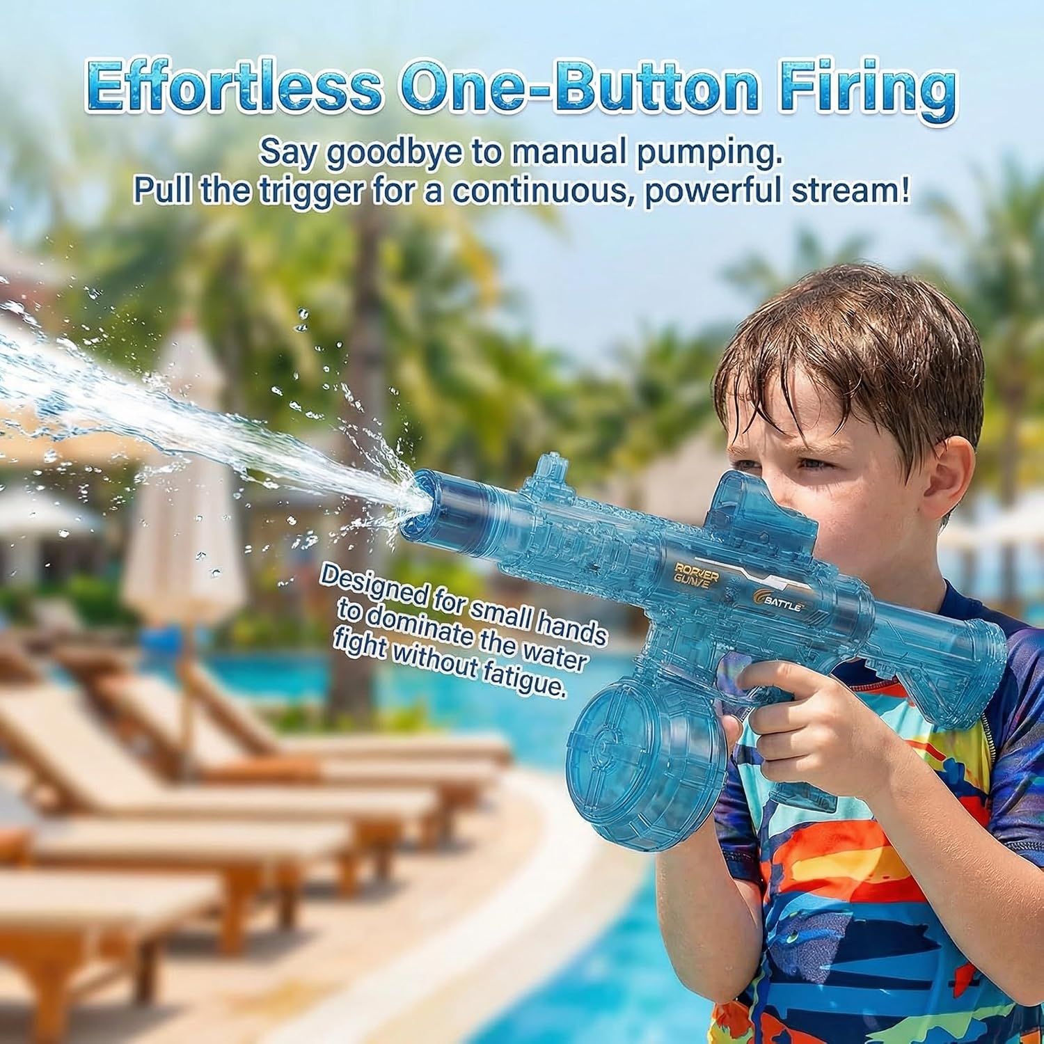 Electric Water Gun 4 Pack, Powerful Automatic Water Blaster for Competitive Water Fights, 26-30 FT Long Range Squirt Gun for Tactical Summer Outdoor Play, 2 Blue & 2 Black, Safety Lock Design