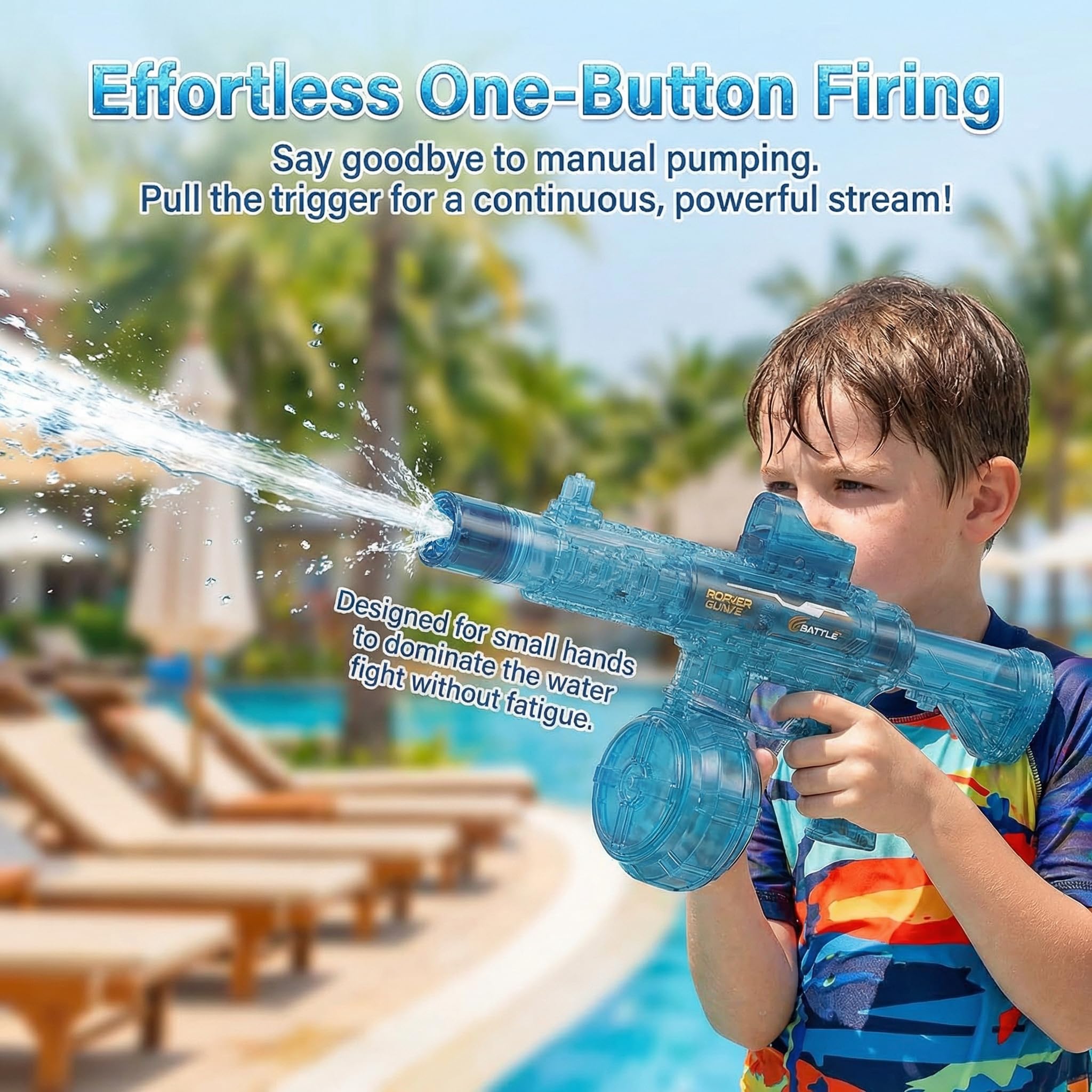 Pistola ad acqua elettrica, confezione da 4, potente pistola ad acqua automatica per combattimenti d'acqua competitivi, pistola a spruzzo a lungo raggio da 26-30 m, per giochi tattici estivi