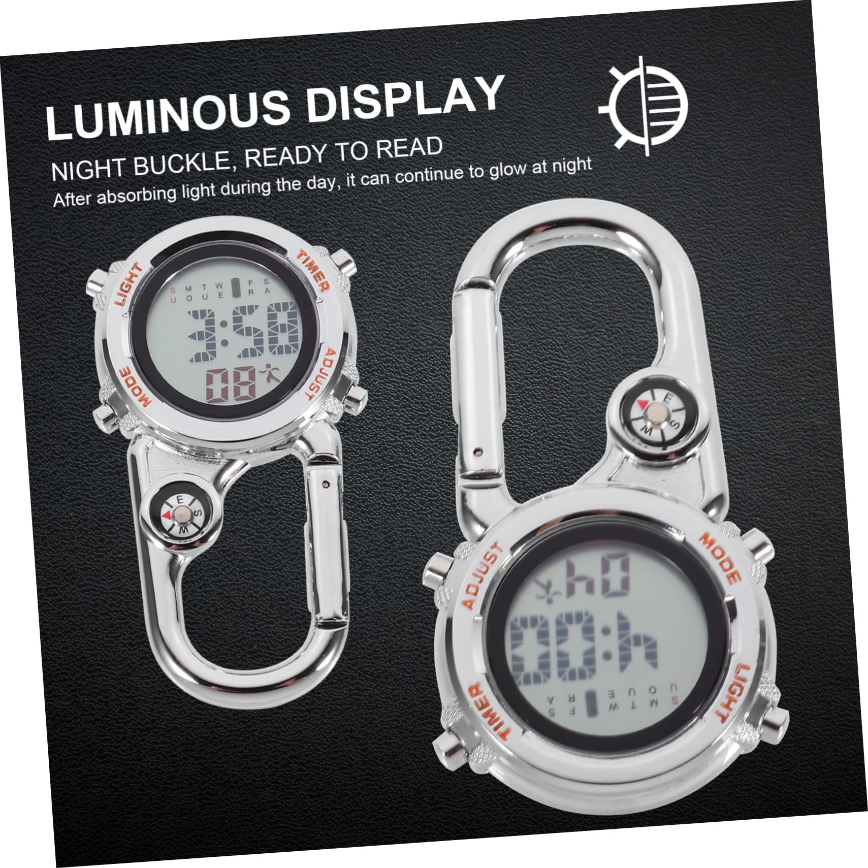Mikikit 3stücke Multifunktions-karabineruhr Mit Taschenuhr Und Kalenderanzeige Für Outdoor-aktivitäten Wasserdichtes Design Tragbar Und Vielseitig Einsetzbar Für Camping Und
