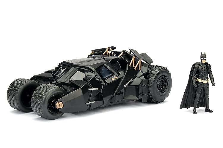 Jada Toys DC Comics 2008 The Dark Knight Batmóvil con Figura de Batman 1:24 Escala Metal Die-Cast Vehículo Coleccionable Niños Metales 2008 Multicolor Estándar