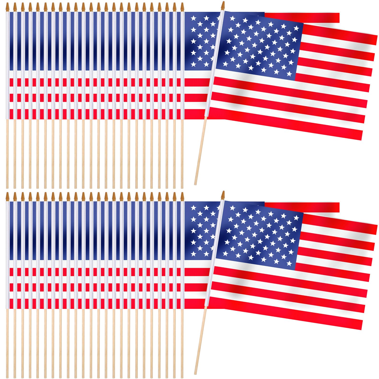 Newwiee Large American Flag on Stick 16 x 24 Inch American Hand Held Stick Flag Handheld Us Flag 4th of July USA Flag with Wooden Spear Top for