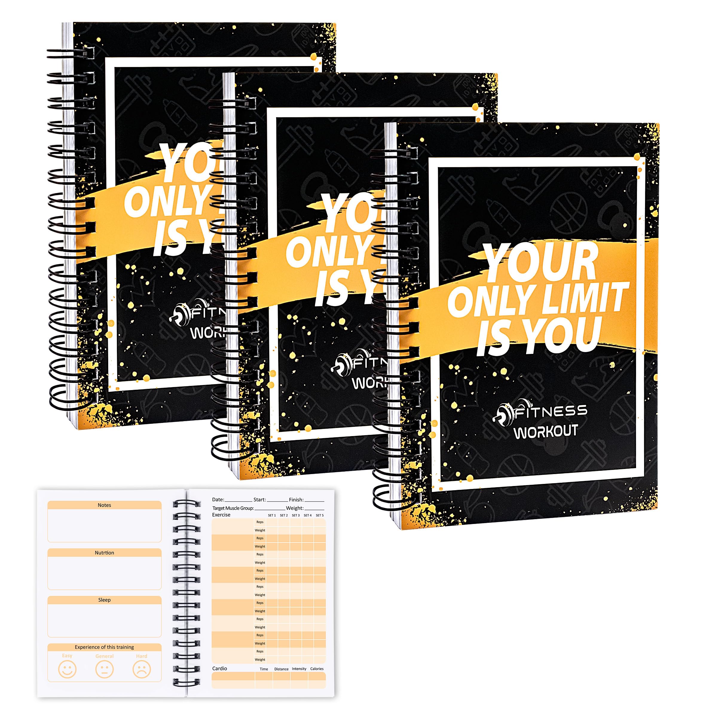 YHNTGB 3 PCS Fitness Tracker Journal Portable Workout Notebook 90-Day Exercise Planner for Record Your Daily Progress 5.5 x 3.93 inch