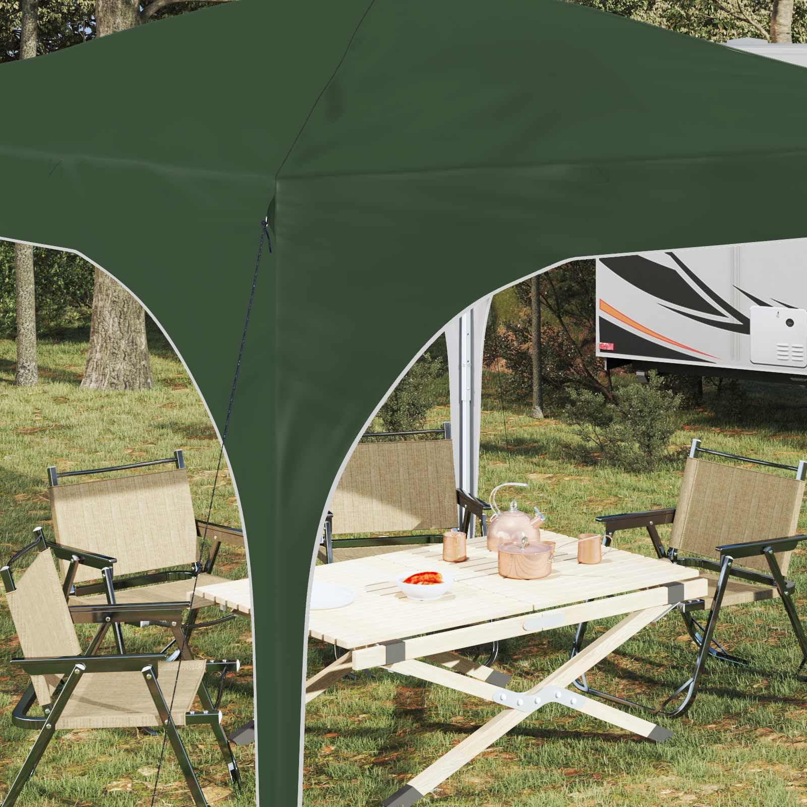 Namiot imprezowy Pop-up, zielony, 290 x 290 x 245 cm, z 3-stopniową regulacją wysokości, ochrona przed promieniowaniem UV, wodoszczelna tkanina Oxford 210D, stabilny stelaż stalowy, składany