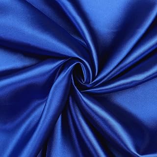 SARVAM FASHION Satin Fabric 2 Yard Bridal Solid for Wedding Dress Fashion Crafts Costumes Decorations Silky Satin 44” - (2 Yard, Royal Blue)
