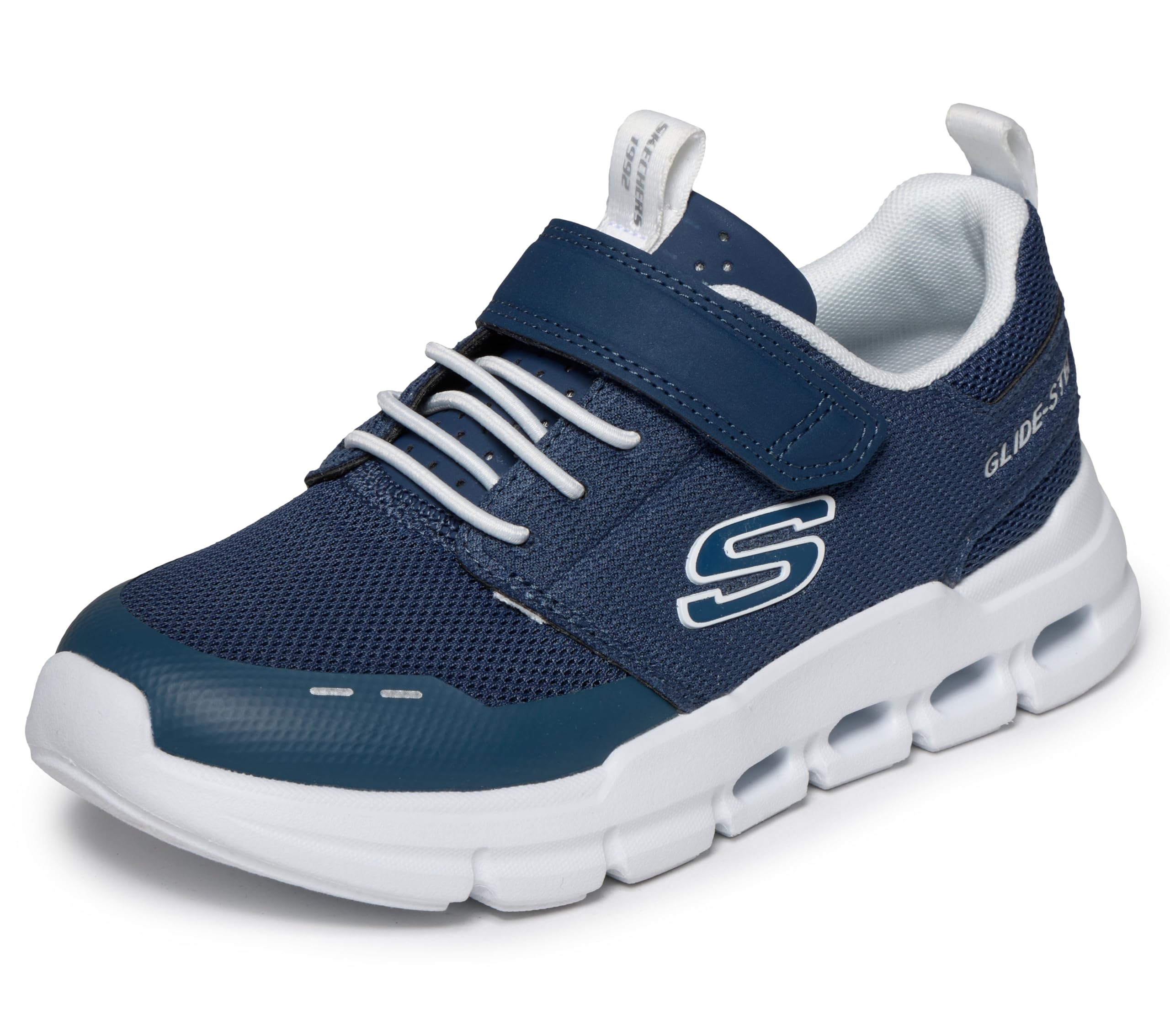 Skechers Boy's Glide-Step Flow Trainers, Navy Textile/Synthetic/White Trim, 12 UK Child