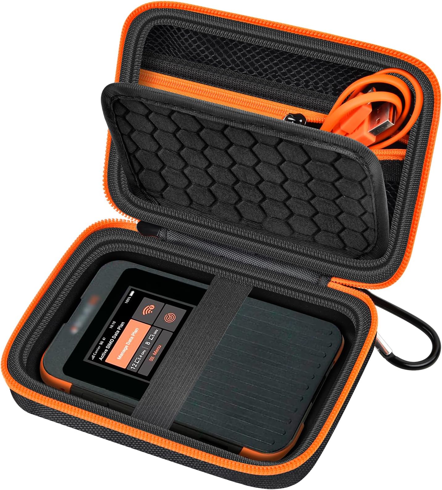 Hard Case Compatible with SIMO Solis 5G/ for Pro 5G WiFi Mobile Hotspot, Travel Router for Hotel WiFi Storage Holder Bag with Mesh Pocket for Charger USB Cable & Accessories (Box Only) - Black