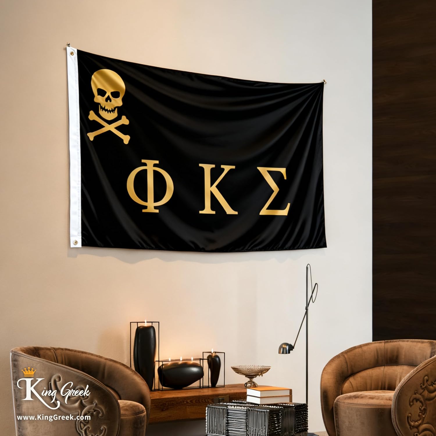 Phi Kappa Sigma Flag Official Fraternity,Brass Grommets & Double Stitch,Polyester Banner Wall Decor for Outdoor Indoor Decoration,3x5 Feet
