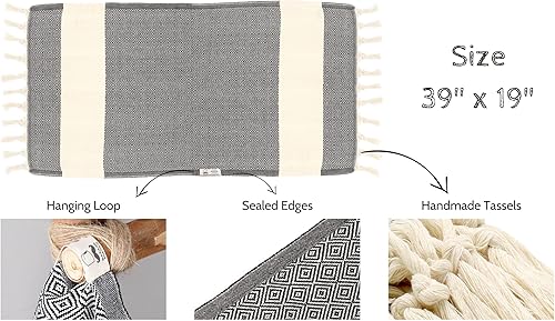 Miniatura 2 de Bazaar Anatolia Juego de 2 toallas de mano turcas de 33 x 19 pulgadas, 100 % algodón, con lazo para colgar, decoración bohemia de granja, color