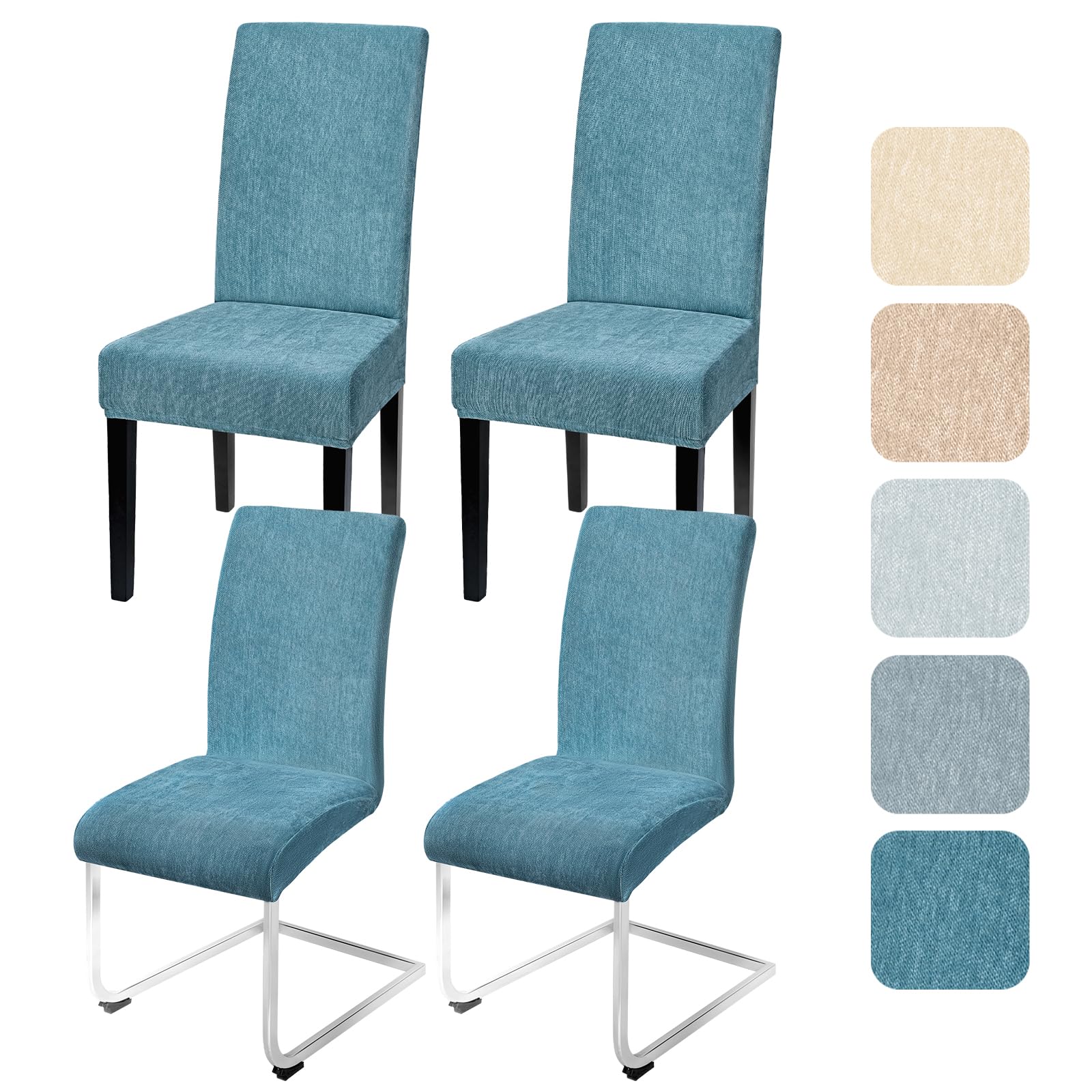 Housse de chaise en chenille extensible, lot de 4 protections universelles