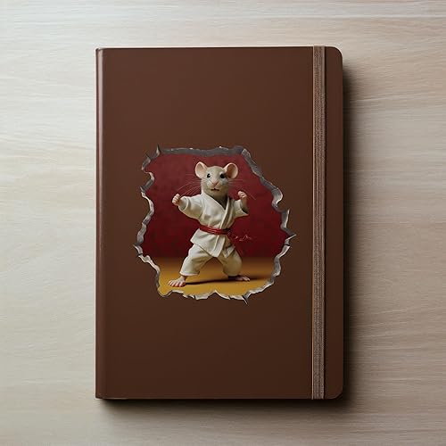 Miniatura 3 de Calcomanía de ratón de karate en agujero de ratón, adhesivo de pared 3D con agujero de ratón