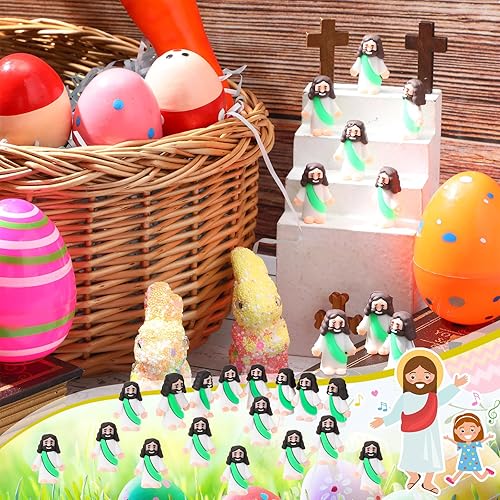 Miniatura 3 de Sumind 50 piezas de juguetes de Jesús, diseño original, mini figuras de goma de pequeño Jesús para esconderse y buscar recuerdos de fiesta