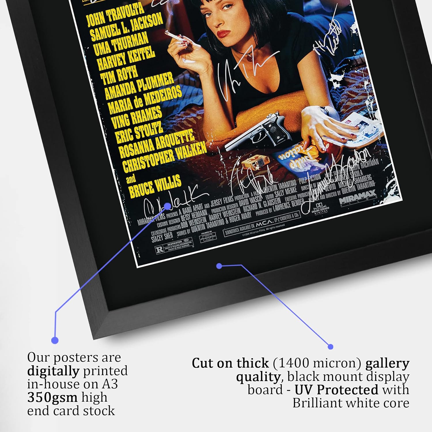 HWC Trading Pulp Fiction Bruce Willis 16 x 12 inch Gifts Printed Poster Signed Autograph Picture for Movie Memorabilia Fans - 16" x 12" Framed