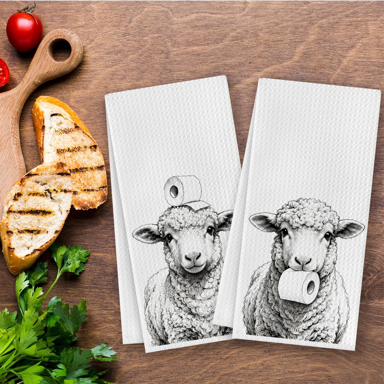 Funny Sheep Hand Towels for Bathroom Decor, Sheep Gift for Wome Kids, 16x24 Inches Set of 2