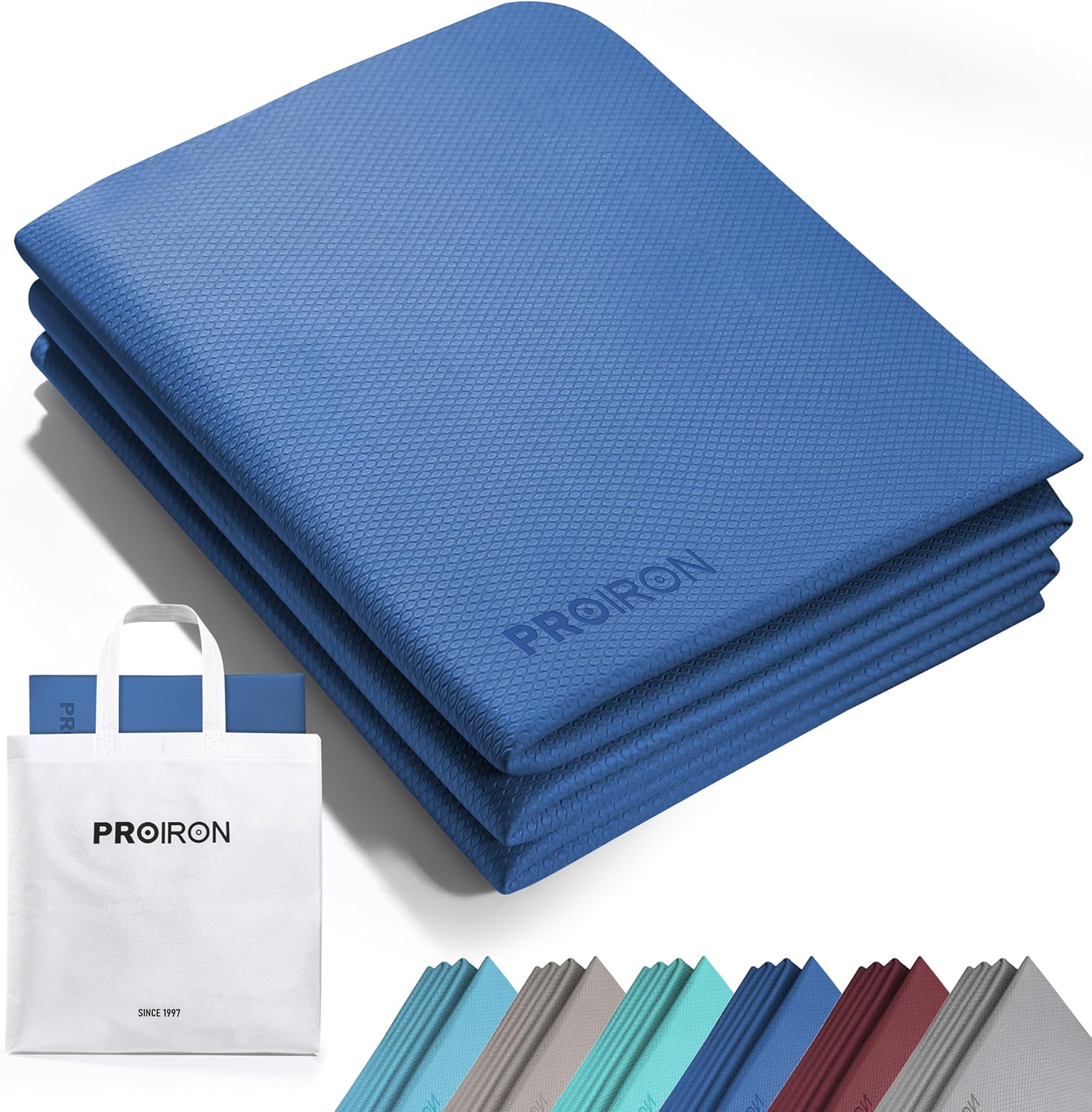 PROIRON Yoga Mat Folding Travel Yoga Mat TPE Eco-friendly Non Slip Double-Sided Exercise Mat Foldable Easy to Carry to Class Beach Park Travel Picnics 6 mm Thick