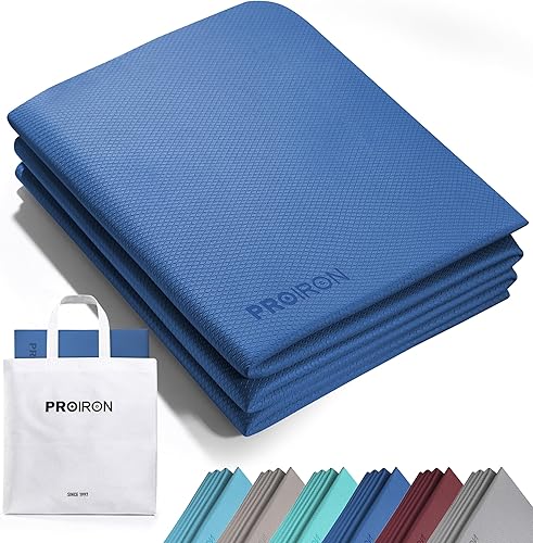 PROIRON Tapete de yoga plegable de 0.24 pulgadas (0.236 in), no de PVC. Tapete de yoga plegable grueso para entrenamiento en casa y viajes, tapete
