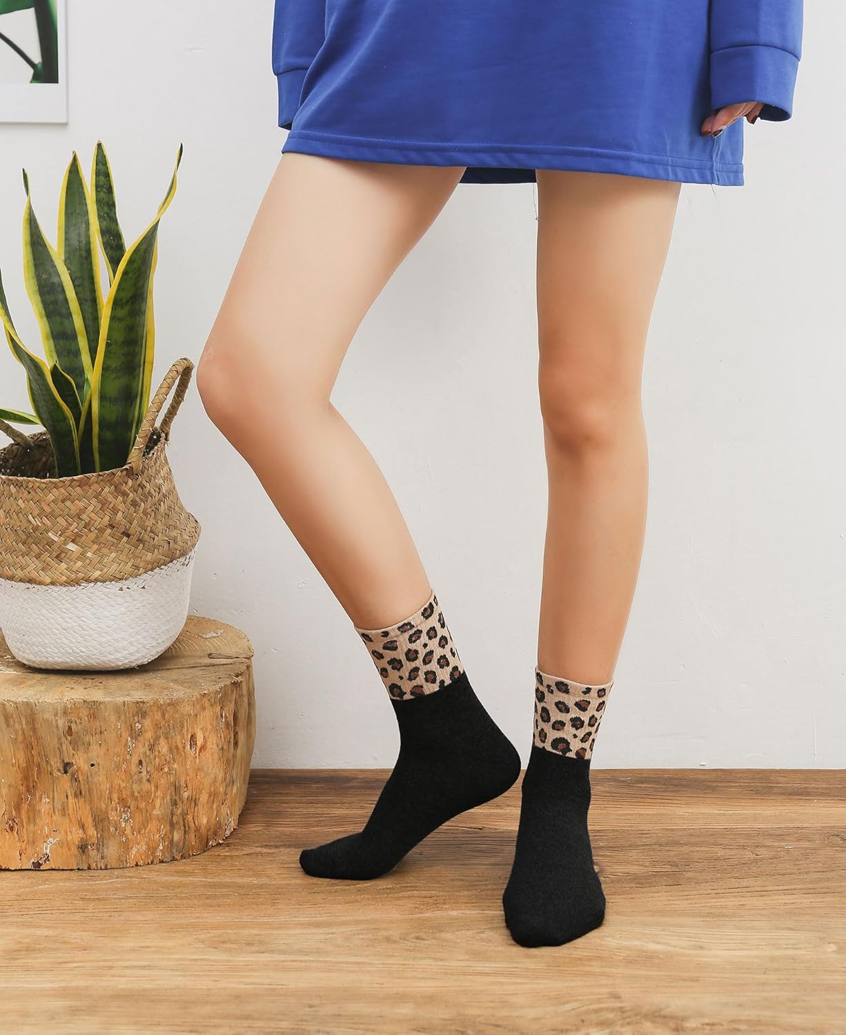 Joylife 3 Paris Leopard Print Crew Socks Trendy Animal Pattern Dress Socks For Women, Lady - Image 2