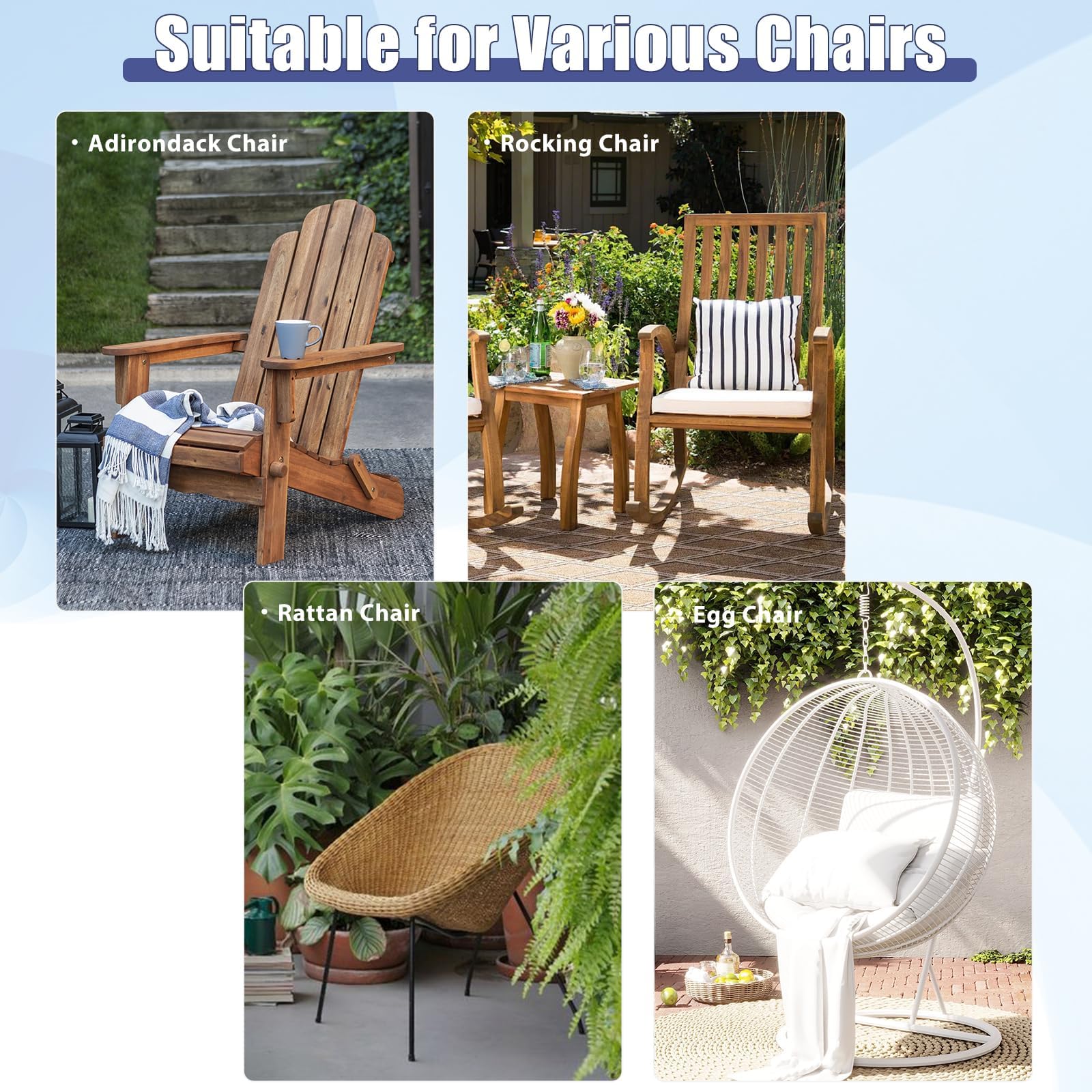 Cojines con respaldo para Sillas de terraza y jardín. cojines para sillones de Interior y Exterior. Cojin para Silla con respaldo, cojines acolchados,Grigio,110 * 50CM