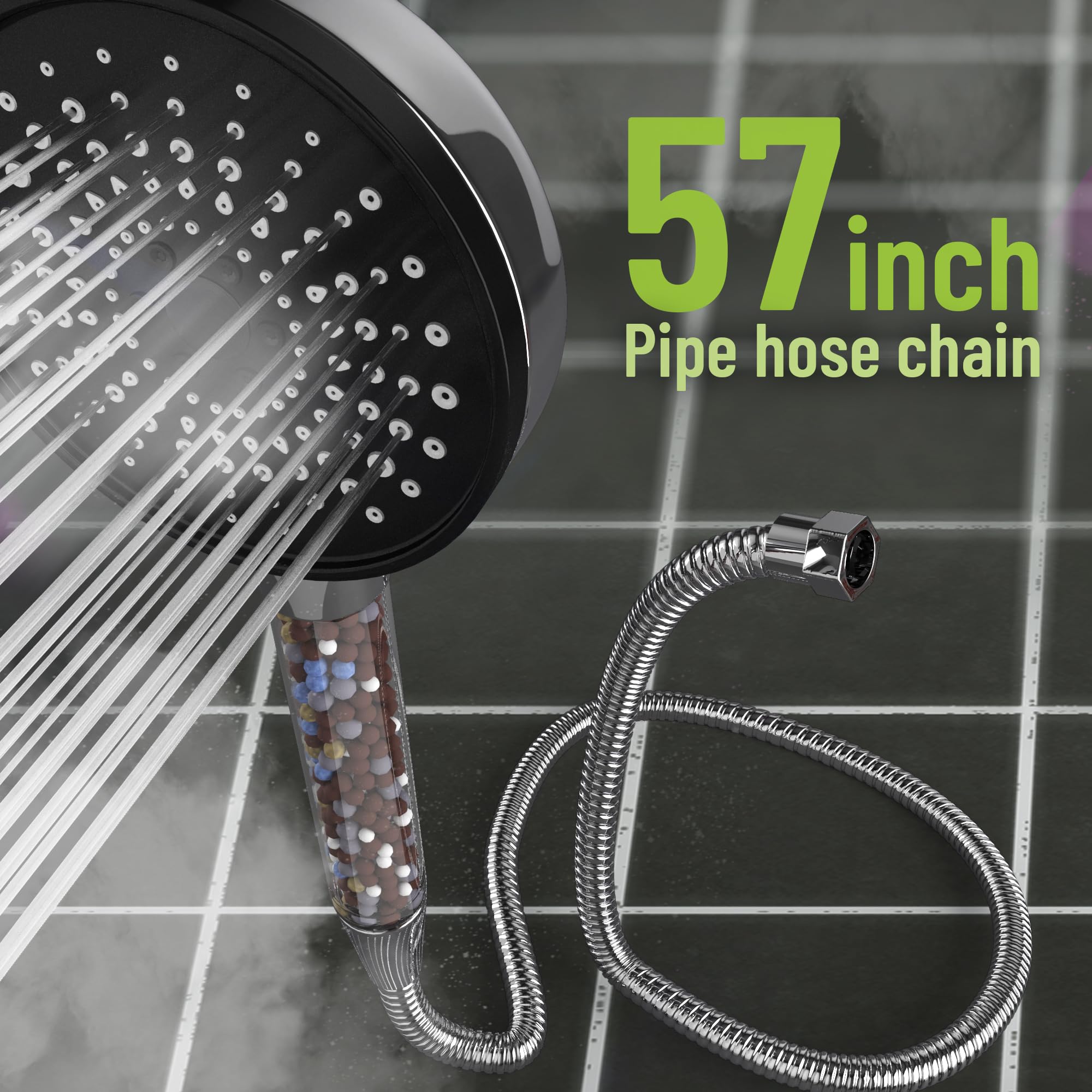 Cabezal de ducha con soporte ajustable, cabezal de ducha de alta presión con 5 modos de pulverización con 5 filtros, filtros suavizantes de agua para agua dura, elimina el cloro, filtro