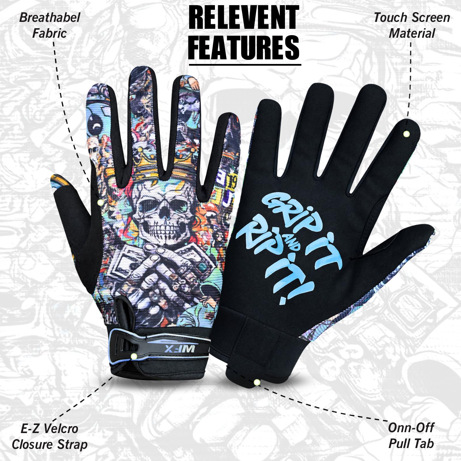 WFX Motorbike Gloves for Men & Women, Cycling Gloves Breathable Touchscreen Dirt Bike Racing Gloves for ATV, MTB, BMX & Motocross Riding Racing, Bicycle - 5