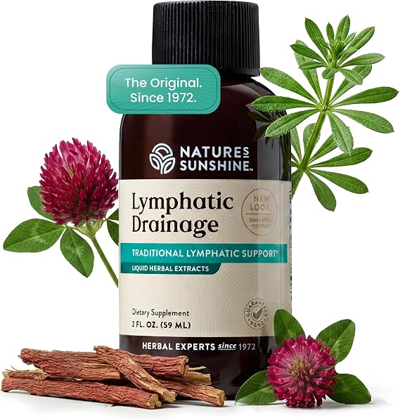 Natures Sunshine Lymphatic Drainage Drops With Cleavers Extract - 60 Serv. | Herbal Lymphatic Support Supplement Complex For Lymph Drainage, Red Clover, Red Root & Prickly Ash Bark For Lymph System Flow