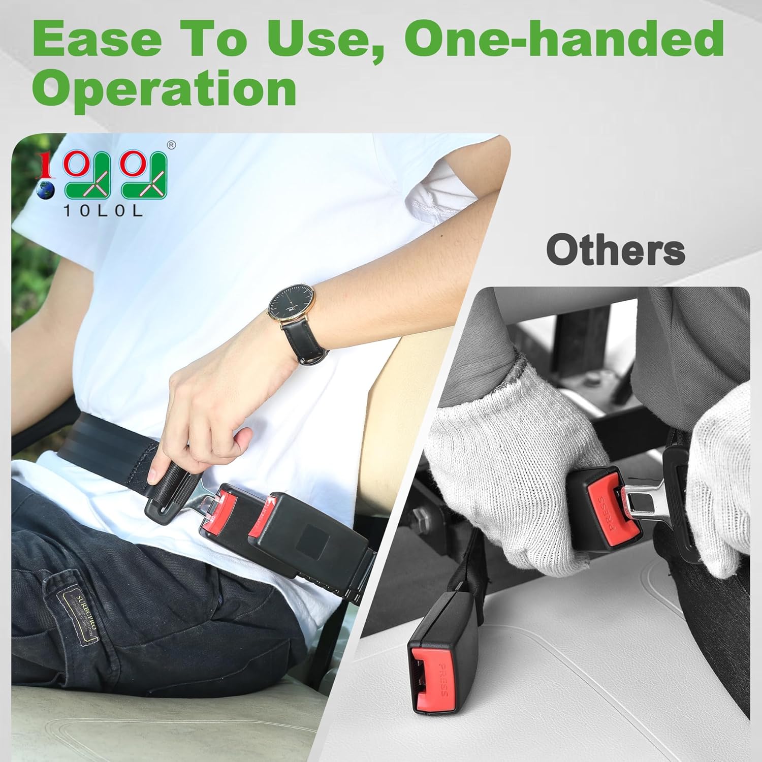 10L0L Universal Golf Cart Seat Belts Kit for Yamaha, Club Car, EZGO Carts Go-Kart ATV UTV, 42" Retractable Seat Belts Kit for Street Legal Seat Belt Golf Carts Front&Rear Seat (Without Bracket)