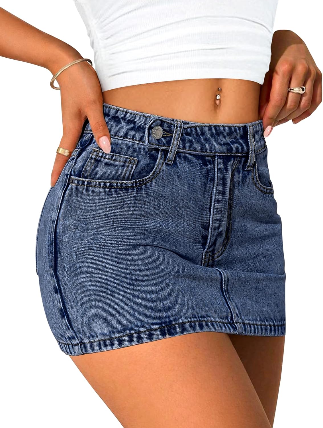 Eddoyee Denim Mini Skirt Women Jeans Skirts 5 Pockets High Waisted Y2K Stretch Cute Bows Short Jean Skirt - Image 6