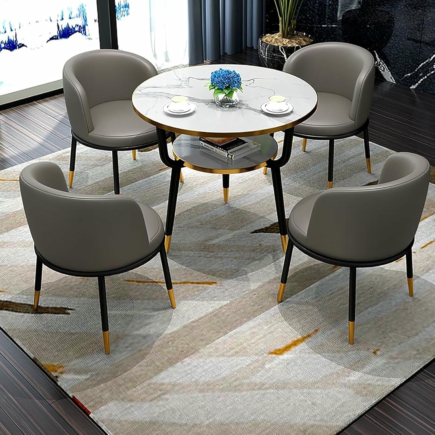 Office Reception Room Club Table, Office Table and Chair Set Hotel Reception Lounge Dining Table and Chair Combination Space-Saving Furniture, Suitable for Milk Tea Shop