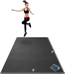 Gorilla Mats Premium Large Exercise Mat  7' x 5' x 1/4" Ultra Durable, Non-Slip, Workout Mat for Instant Home Gym Flooring  Works Great on Any Floor Type or Carpet  Use With or Without Shoes