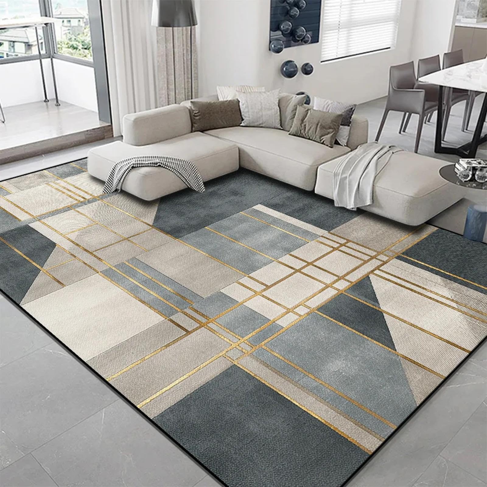 Tapis de salon géométrique moderne 80x120cm, tapis de sol en flanelle pour chambre et canapé